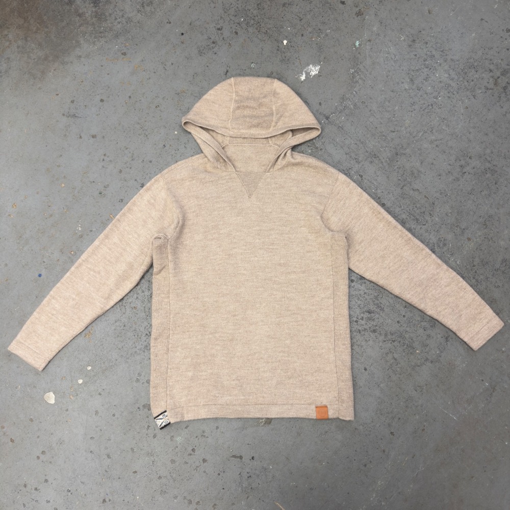 Paka Apparel The Hoodie Royal Alpaca Blend Knit Sweater Tan Mens Large